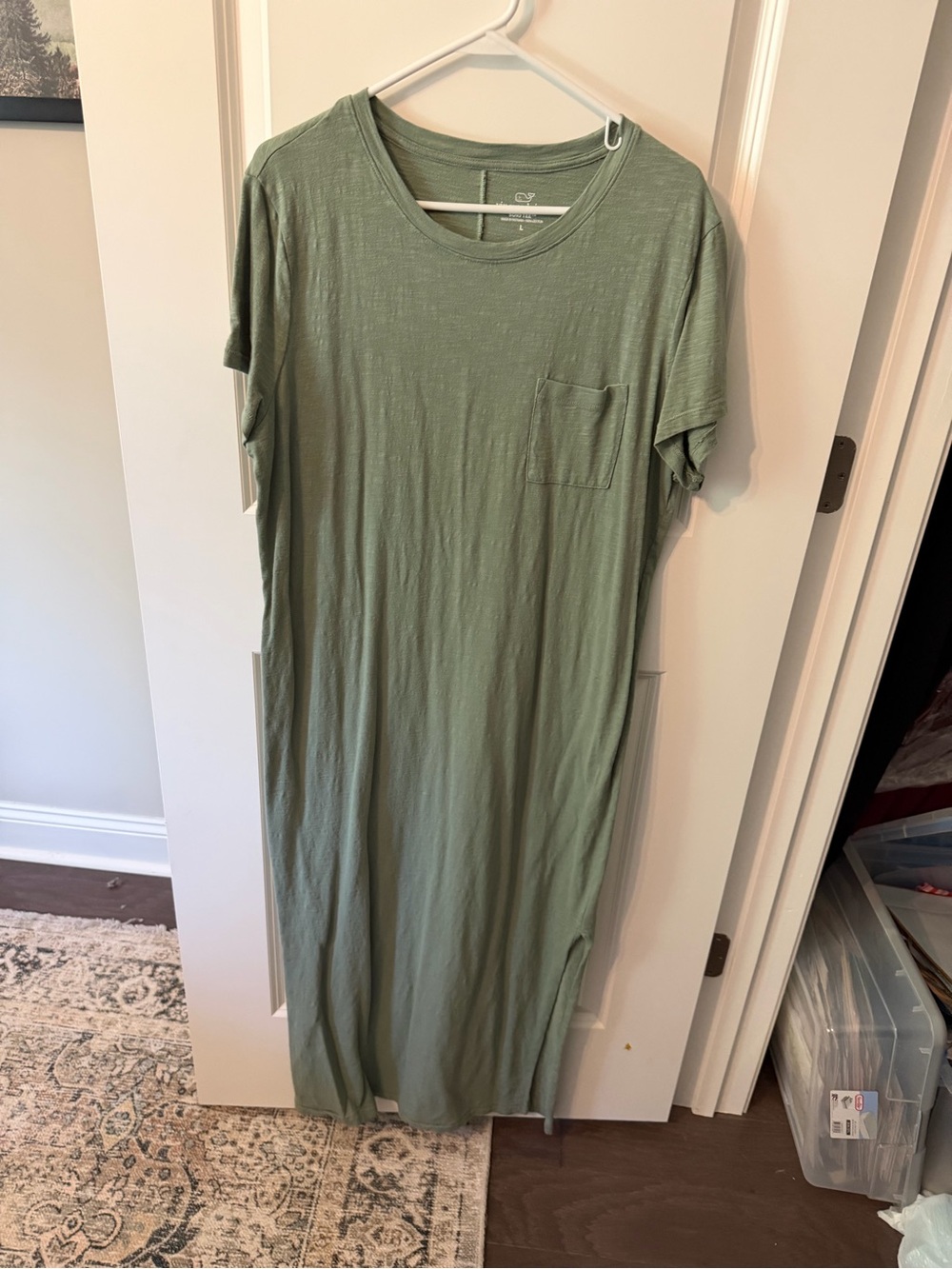 Vineyard Vines Olive Green T-Shirt Maxi Dress with Chest Pocket